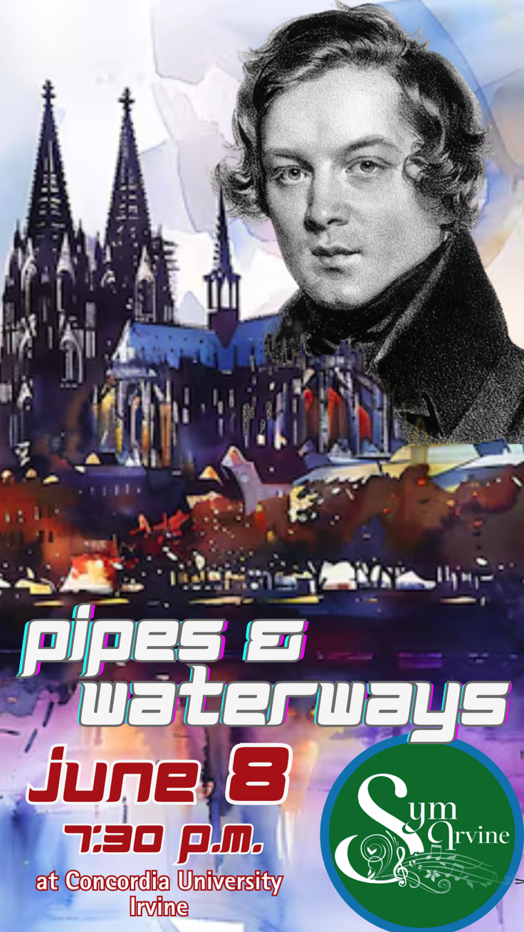 Poster announcing Symphony Irvine’s concert at Concordia University on June 8, 2025.
